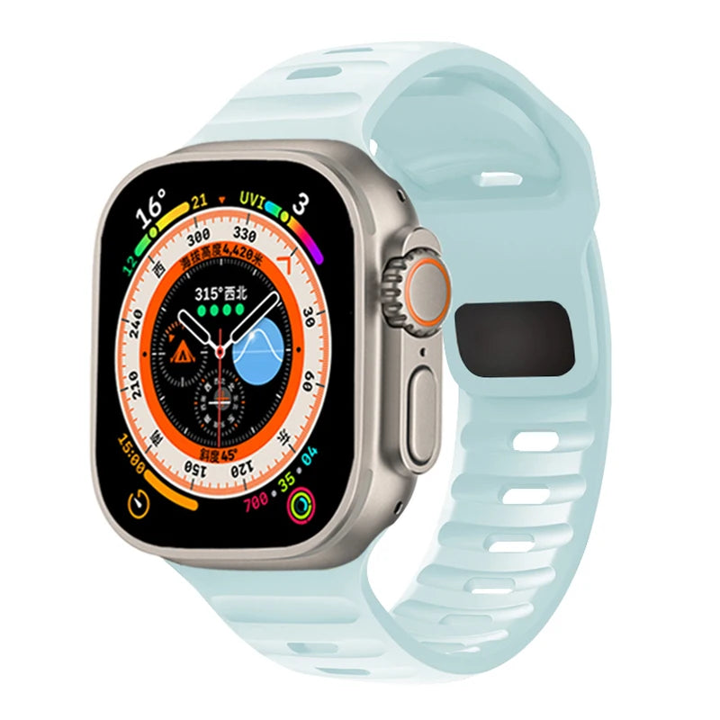 Silicone Sport Band for Apple Watch | Soft Rubber Strap for All Series & Ultra Seafoam | Afrocentric