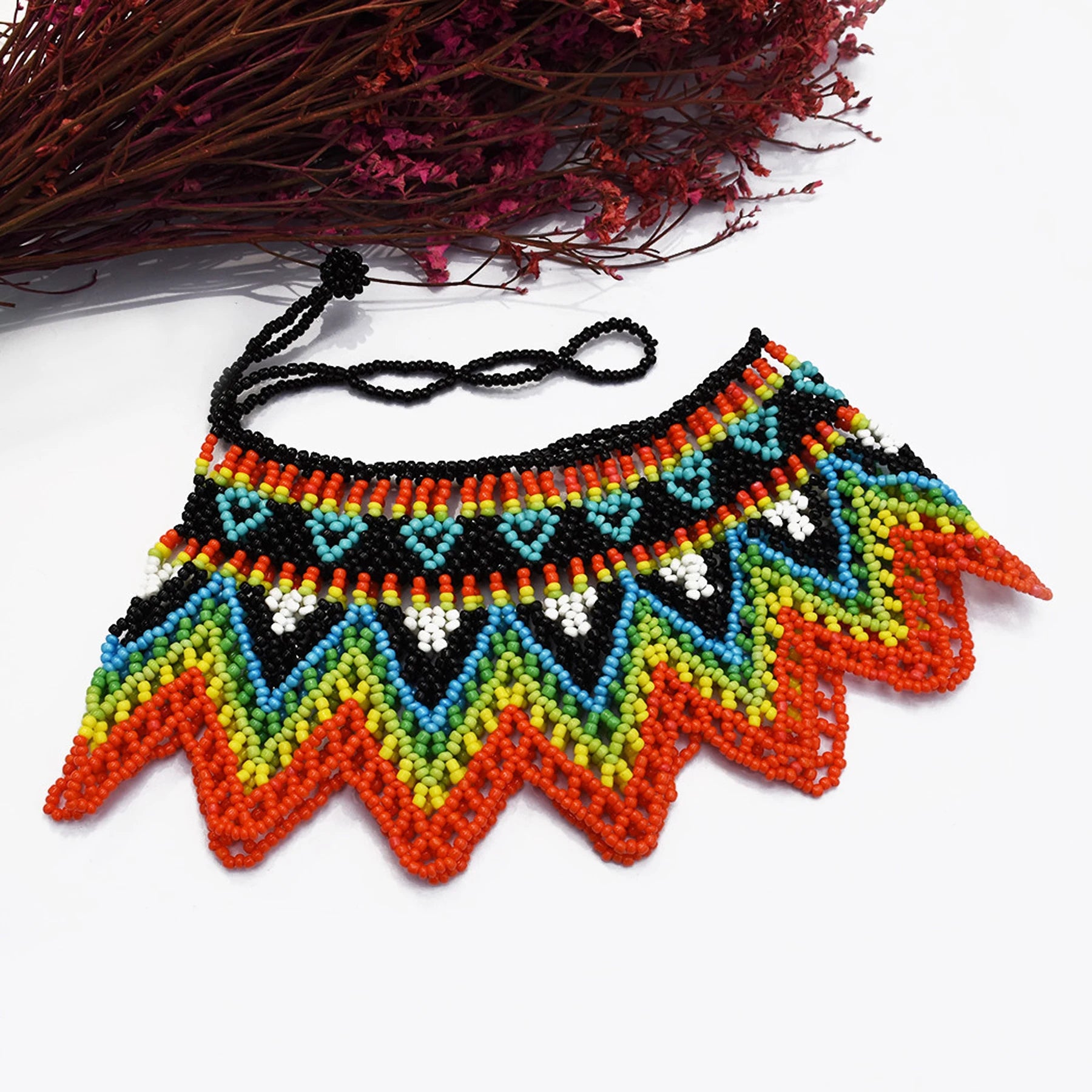 African Tribal Beaded Choker Necklace | Handmade Resin Bib | Afrocentric