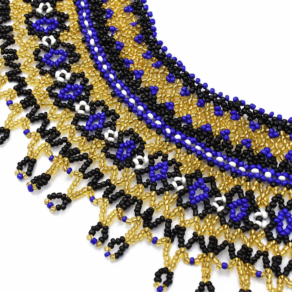 African Tribal Beaded Choker Necklace | Handmade Resin Bib | Afrocentric