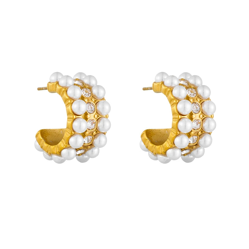 Geometric Crystal Stud Earrings | Stainless Steel Boho Fashion Jewellery | Afrocentric