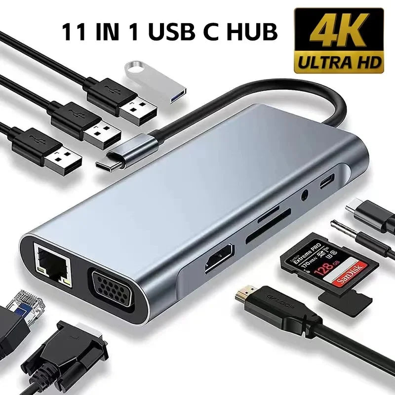USB-C Hub Adapter | Multi-Port USB-C Dock for MacBook, Laptop & More 11 in 1 | Afrocentric