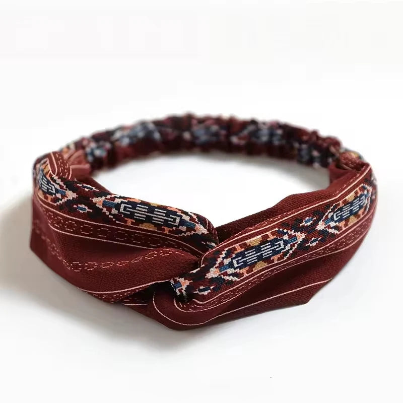 Boho Knot Elastic Headband | Cross Turban Hair Band for Women 12 | Afrocentric