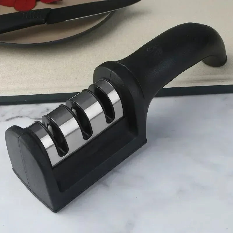 3-Stage Kitchen Knife Sharpener | Ceramic & Stainless Steel Handheld Sharpener | Afrocentric