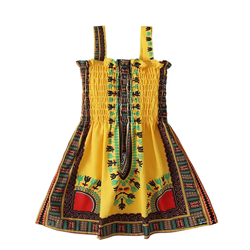 African Print Children's Dress Yellow | Afrocentric