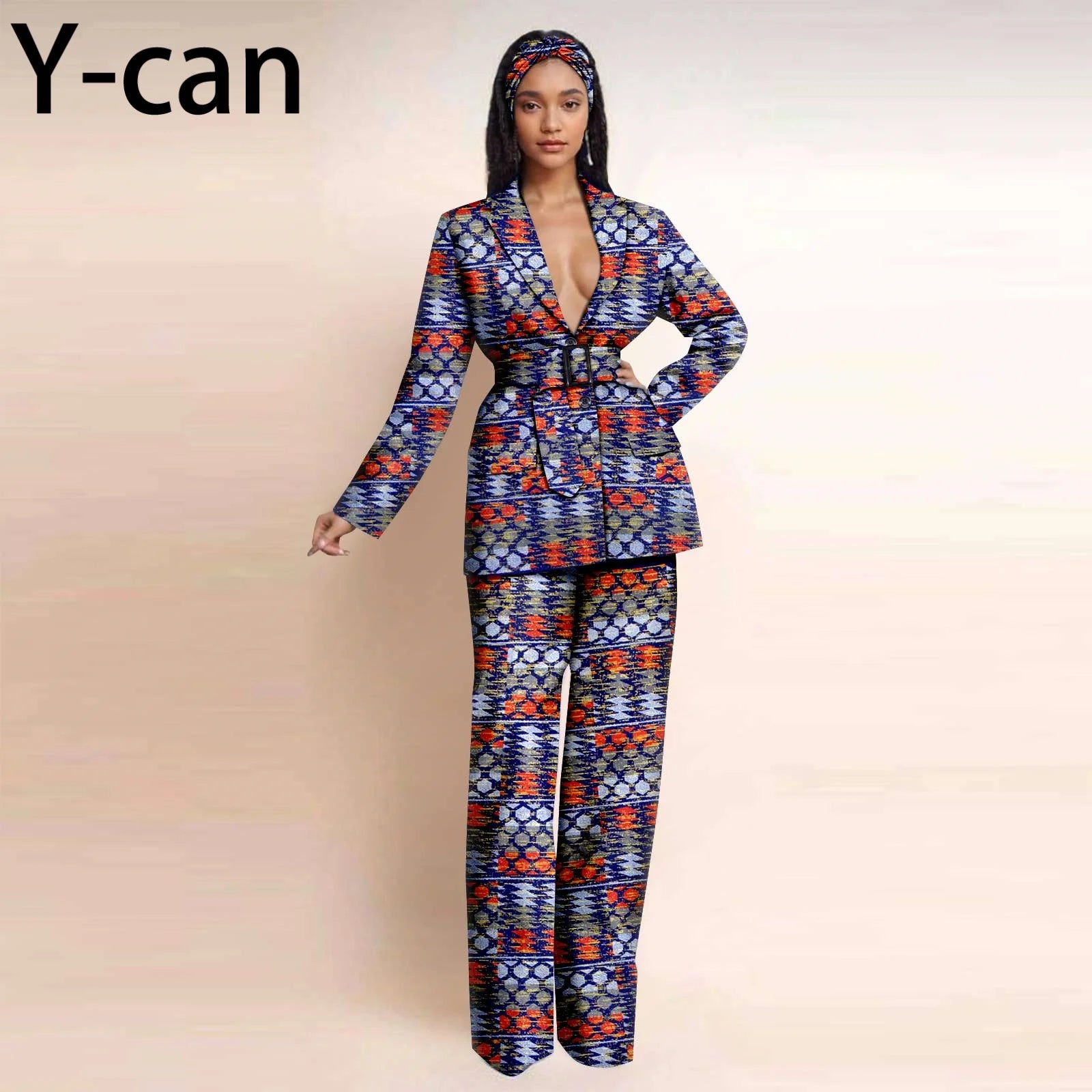 Dashiki Ankara Print African Women Set Traditional Long Sleeve Jacket Coat and Pants 2 Piece Suit Set Office Clothes 2426028 766a | Afrocentric