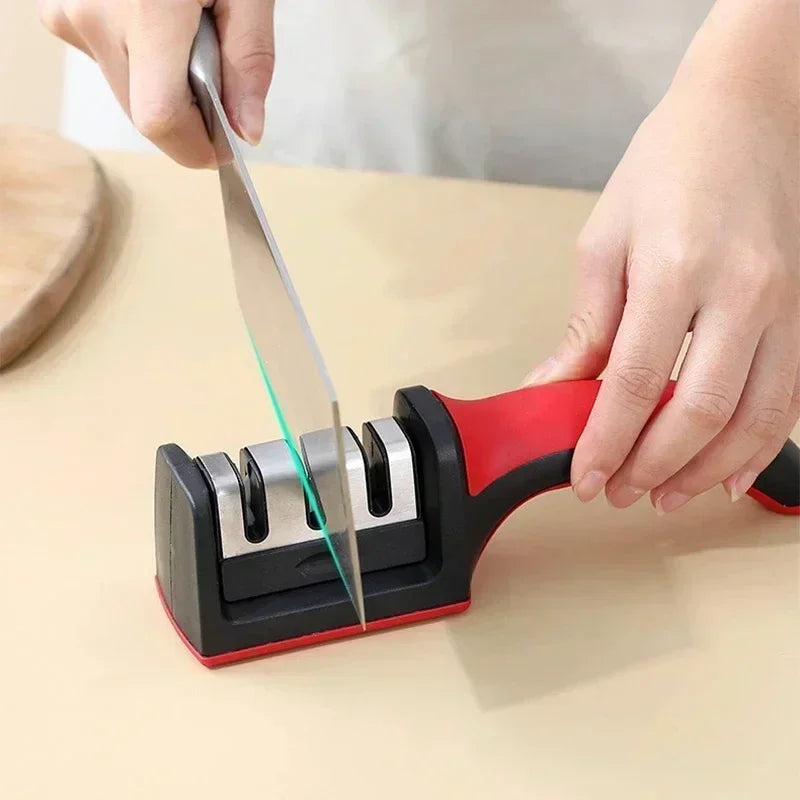 3-Stage Kitchen Knife Sharpener | Ceramic & Stainless Steel Handheld Sharpener | Afrocentric