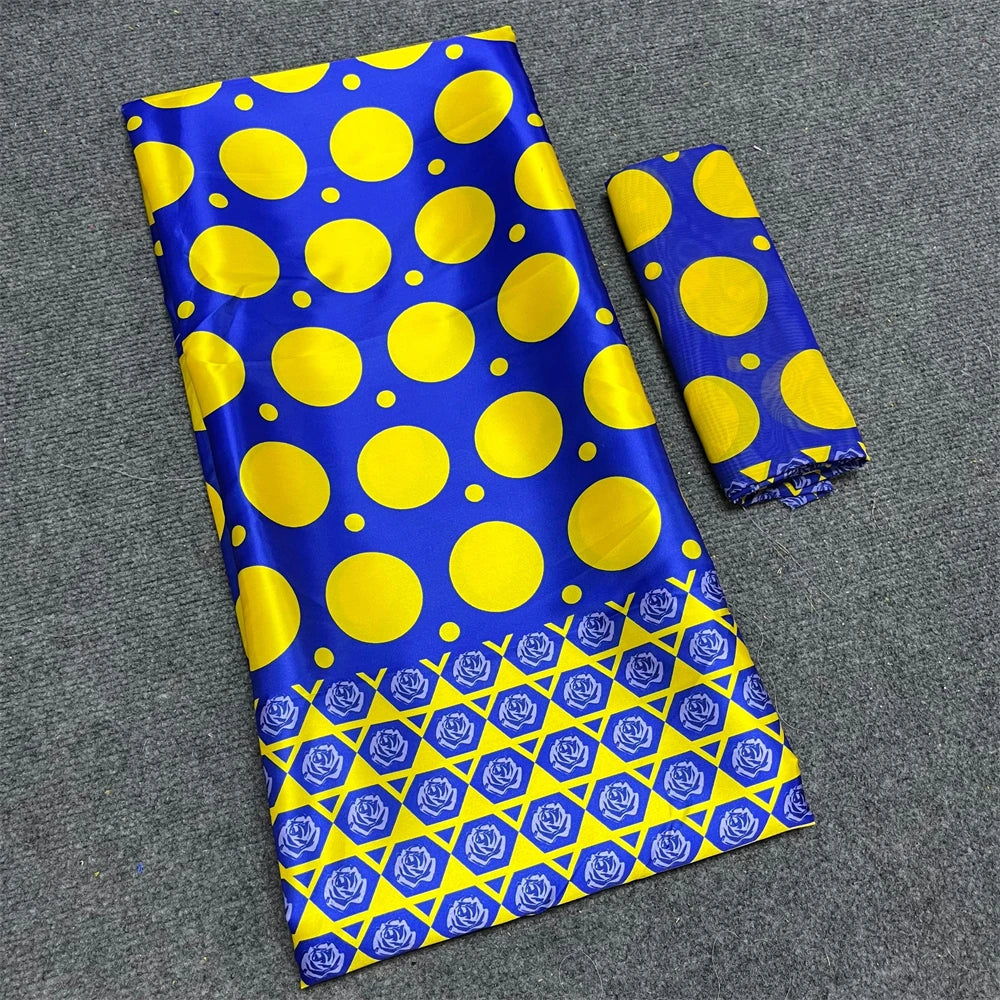 African Satin Silk Fabric High Quality Silk Fabric And Chiffon Tulle Blouse 4+2 Yards Nigerian Women Clothes Garment Cloth 49 6 yards | Afrocentric