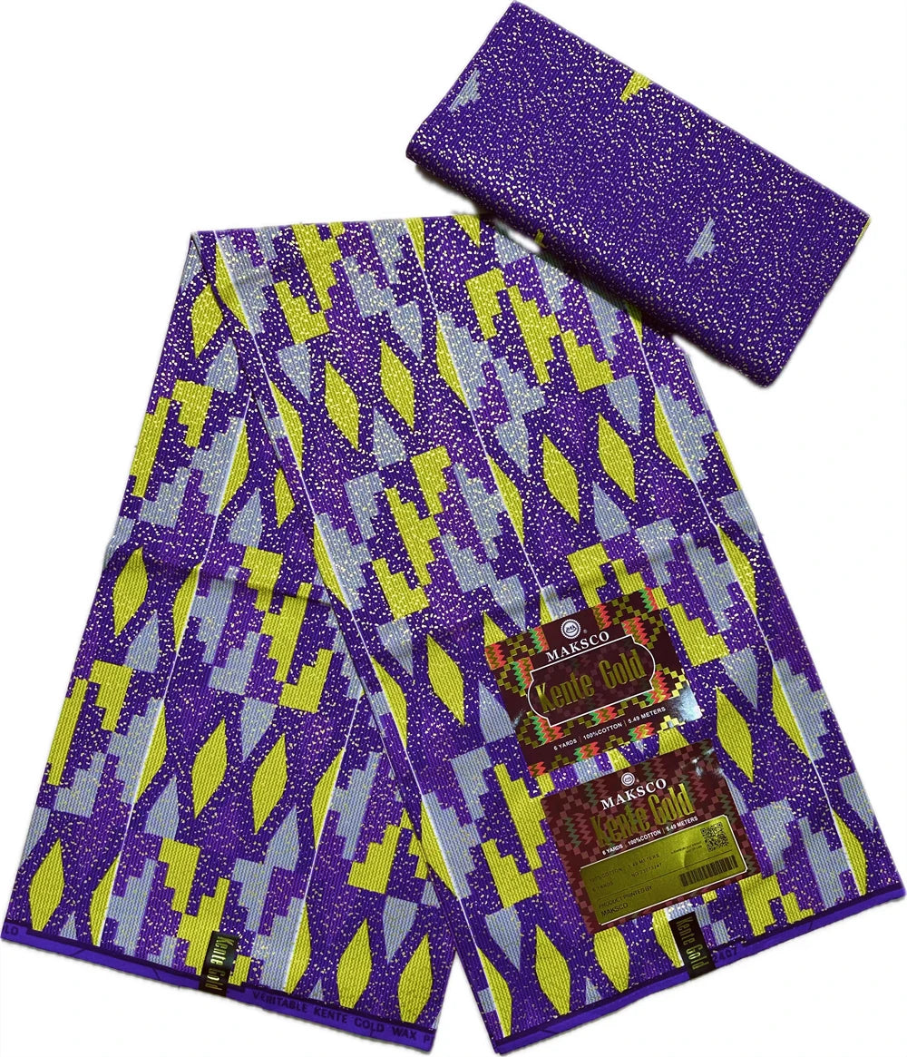 Kente African Wax Print Fabric | 100% Cotton 6 Yards for Sewing & Dressmaking as picture 3 6 yards | Afrocentric