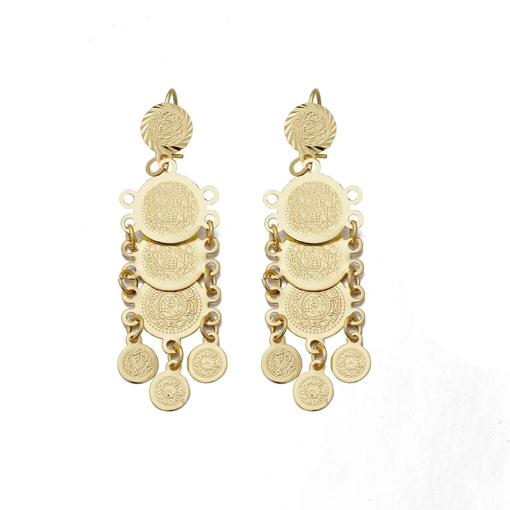 African Gold Coin Drop Earrings | Afrocentric