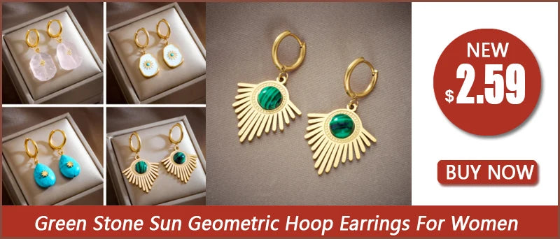 Geometric Crystal Stud Earrings | Stainless Steel Boho Fashion Jewellery | Afrocentric