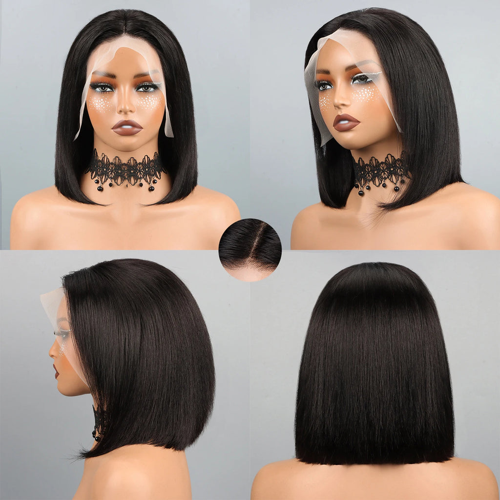 Bob Wig Human Hair | 13x4 HD Lace Front Glueless Pre-Plucked for Black Women | Afrocentric
