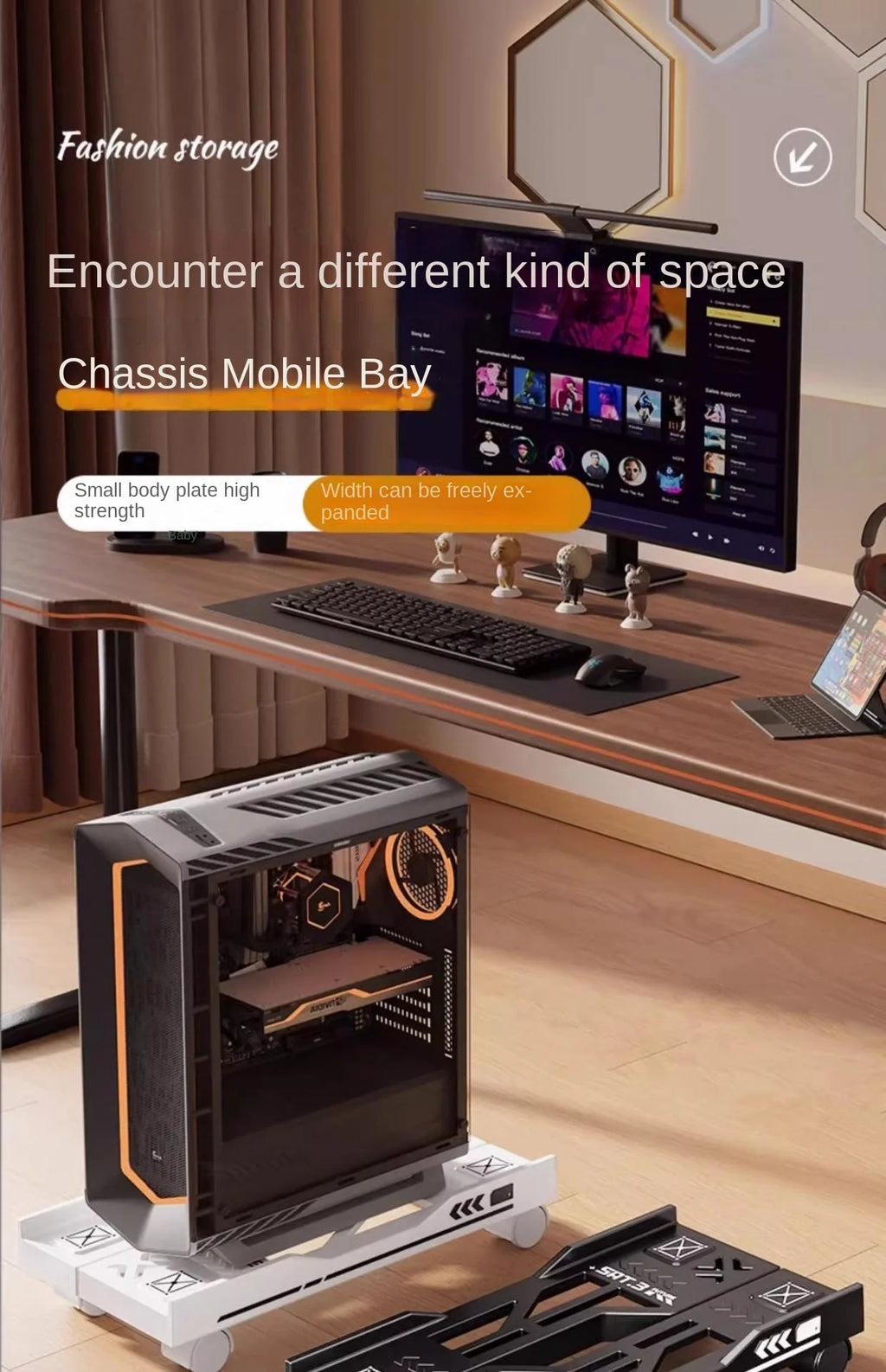 Adjustable CPU Stand with Wheels | Mobile PC Tower Desktop Floor Stand | Afrocentric