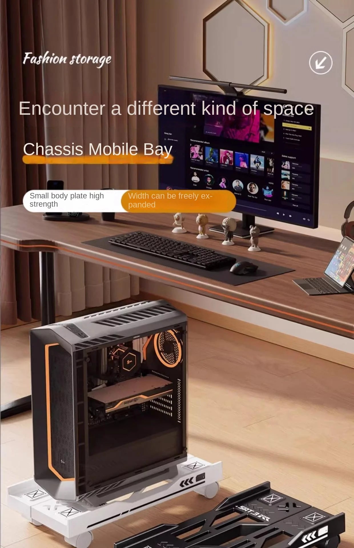 Adjustable CPU Stand with Wheels | Mobile PC Tower Desktop Floor Stand | Afrocentric