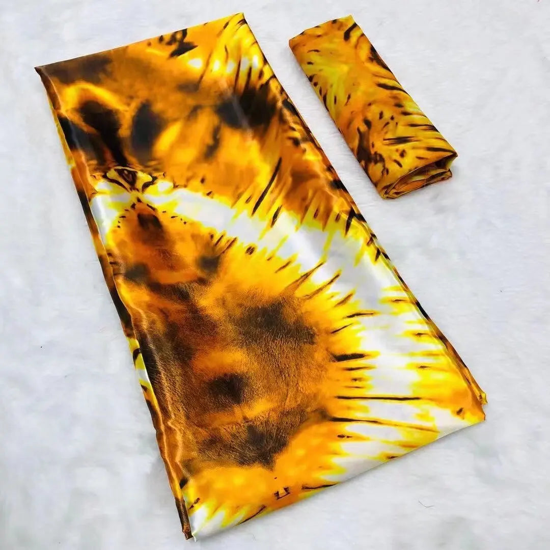 African Satin Silk Fabric High Quality Silk Fabric And Chiffon Tulle Blouse 4+2 Yards Nigerian Women Clothes Garment Cloth 20 6 yards | Afrocentric