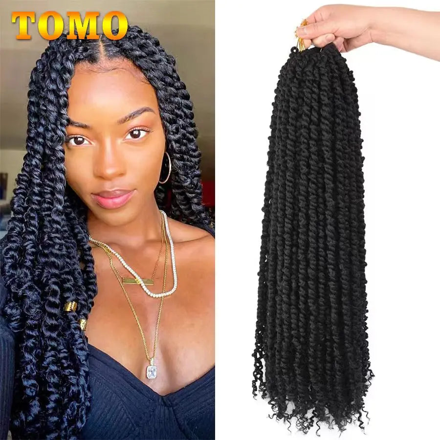 TOMO Pre-Twisted Passion Twist Hair | Pre-Looped Crochet Braids 12", 18" & 24" | Afrocentric
