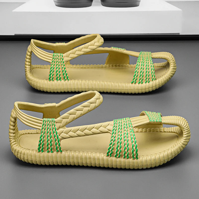 2025 Retro Men's Sports Sandals - Lightweight EVA Open-Toe Cloud Slippers for Beach & Outdoor army green | Afrocentric