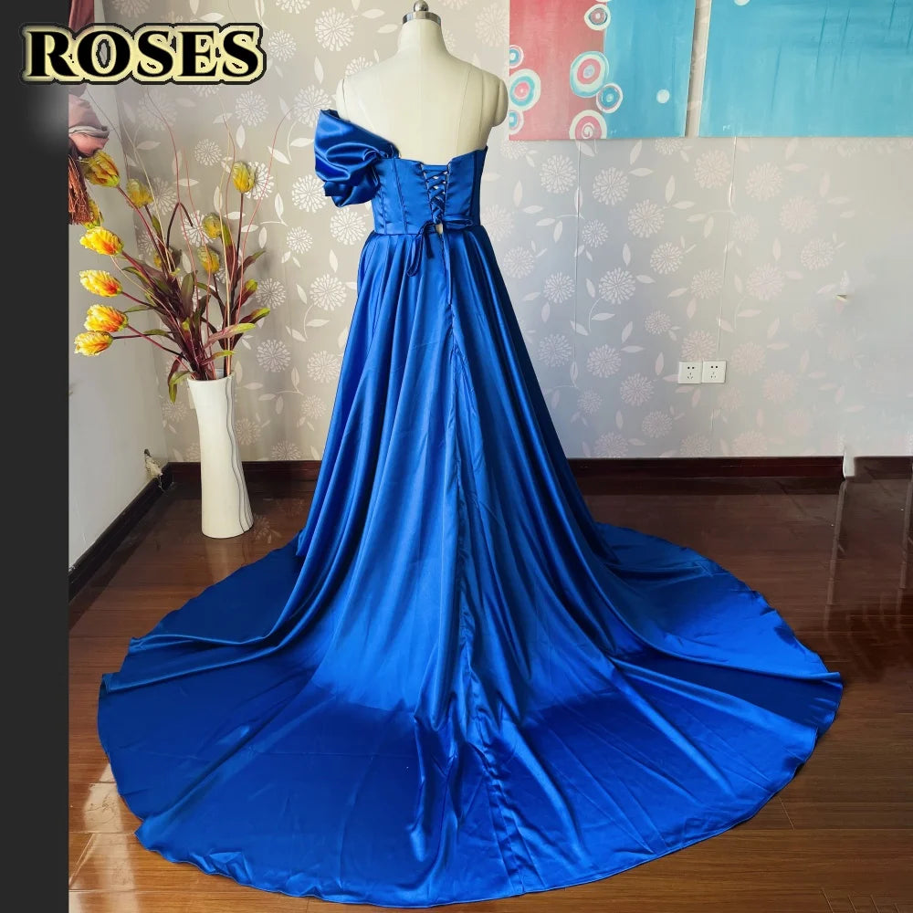 Mermaid Evening Dress | One Shoulder High Split Satin Prom Gown | Afrocentric