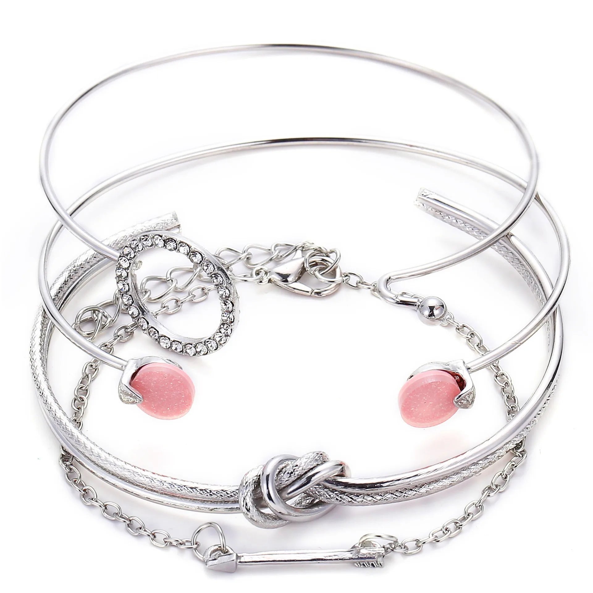Boho Gold Chain Bracelet Set | Geometric Link Chain Open Bangle for Women 134 | Afrocentric