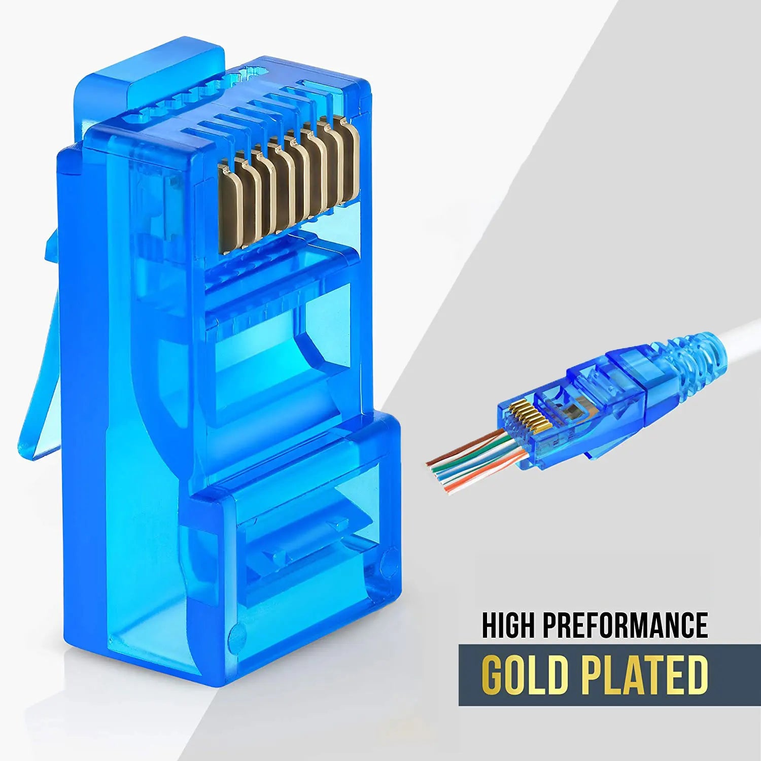 RJ45 Cat6 Pass Through Connectors | 50-Pack EZ Crimp Modular Plugs for UTP Network Cable | Afrocentric
