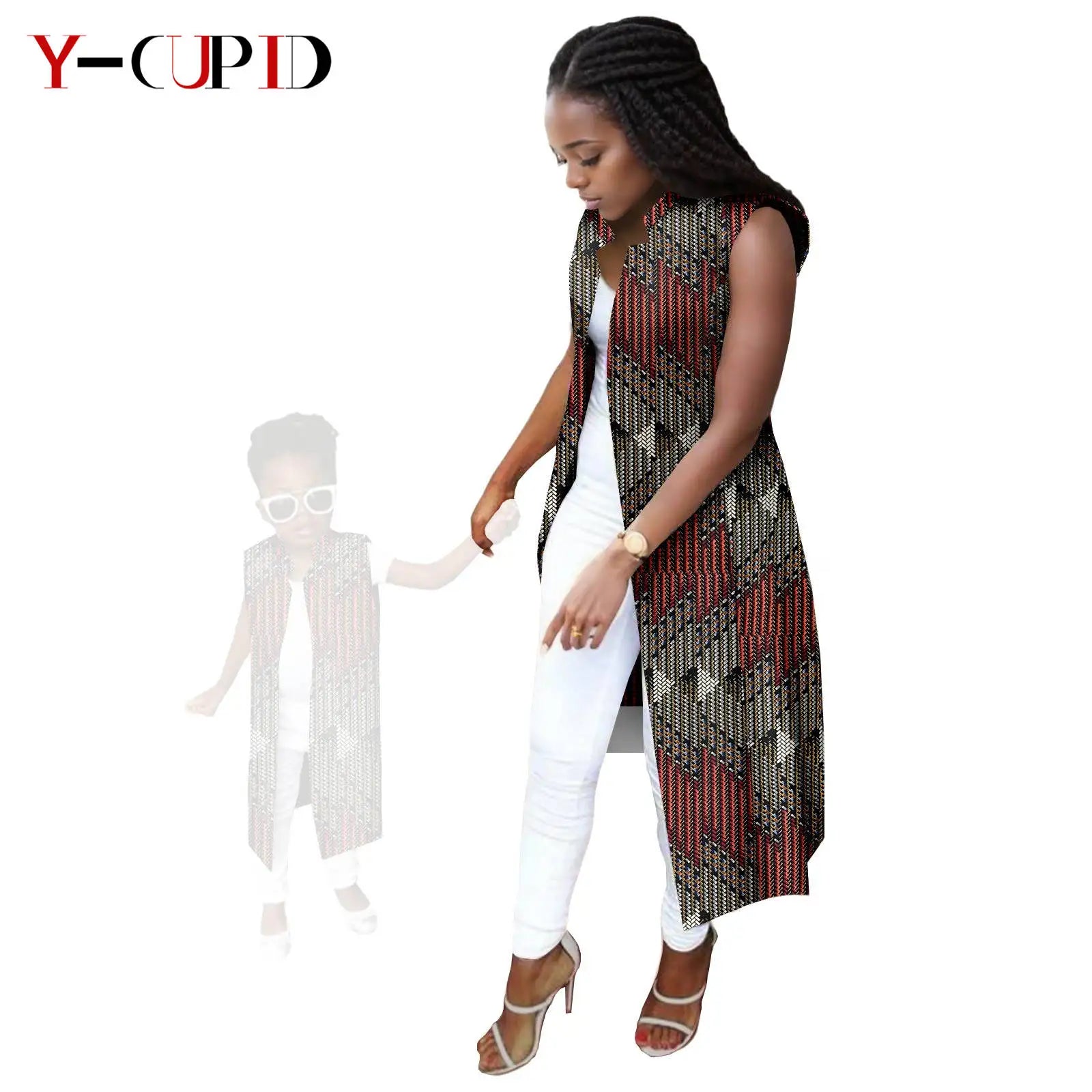 African Print Long Vest for Women and Girls Dashiki Summer Cotton Ankara Mother Jacket Outfits Matching Daughter Clothes 24F041 527 Mother | Afrocentric