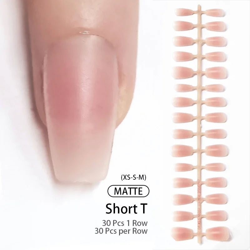 Matte Nude Press-On Nail Set | 30pcs Full Cover False Nails | French & Nude Styles | Afrocentric