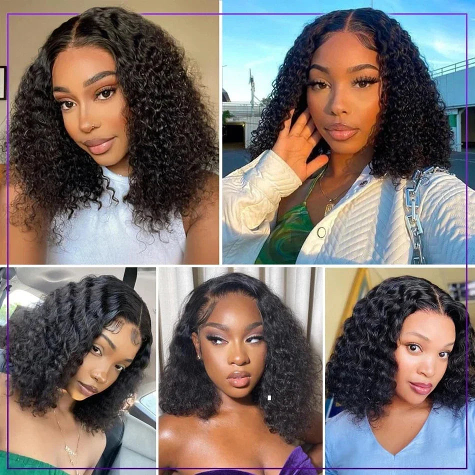 Brazilian Curly Bob Lace Front Wig | 13x4 HD Deep Wave Human Hair 8-16 Inch | Afrocentric
