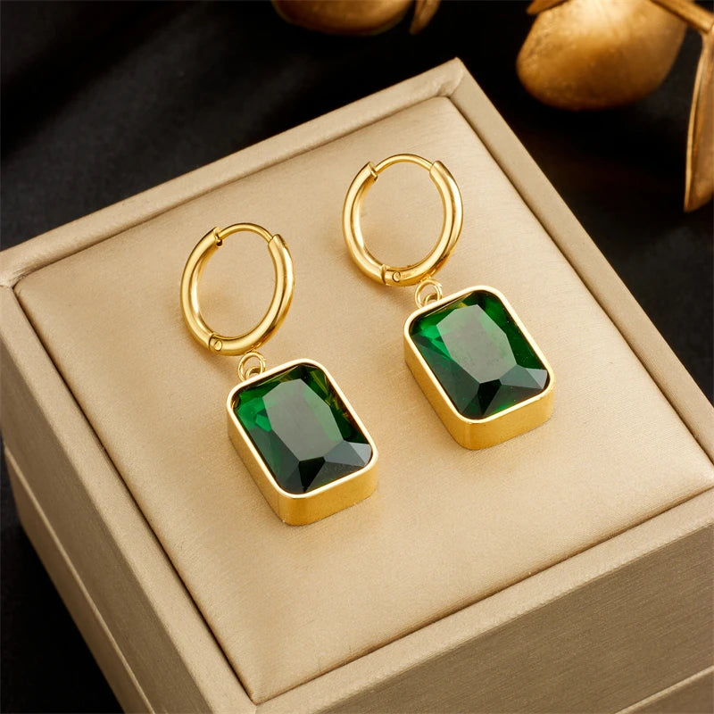 Geometric Crystal Stud Earrings | Stainless Steel Boho Fashion Jewellery E4892 | Afrocentric