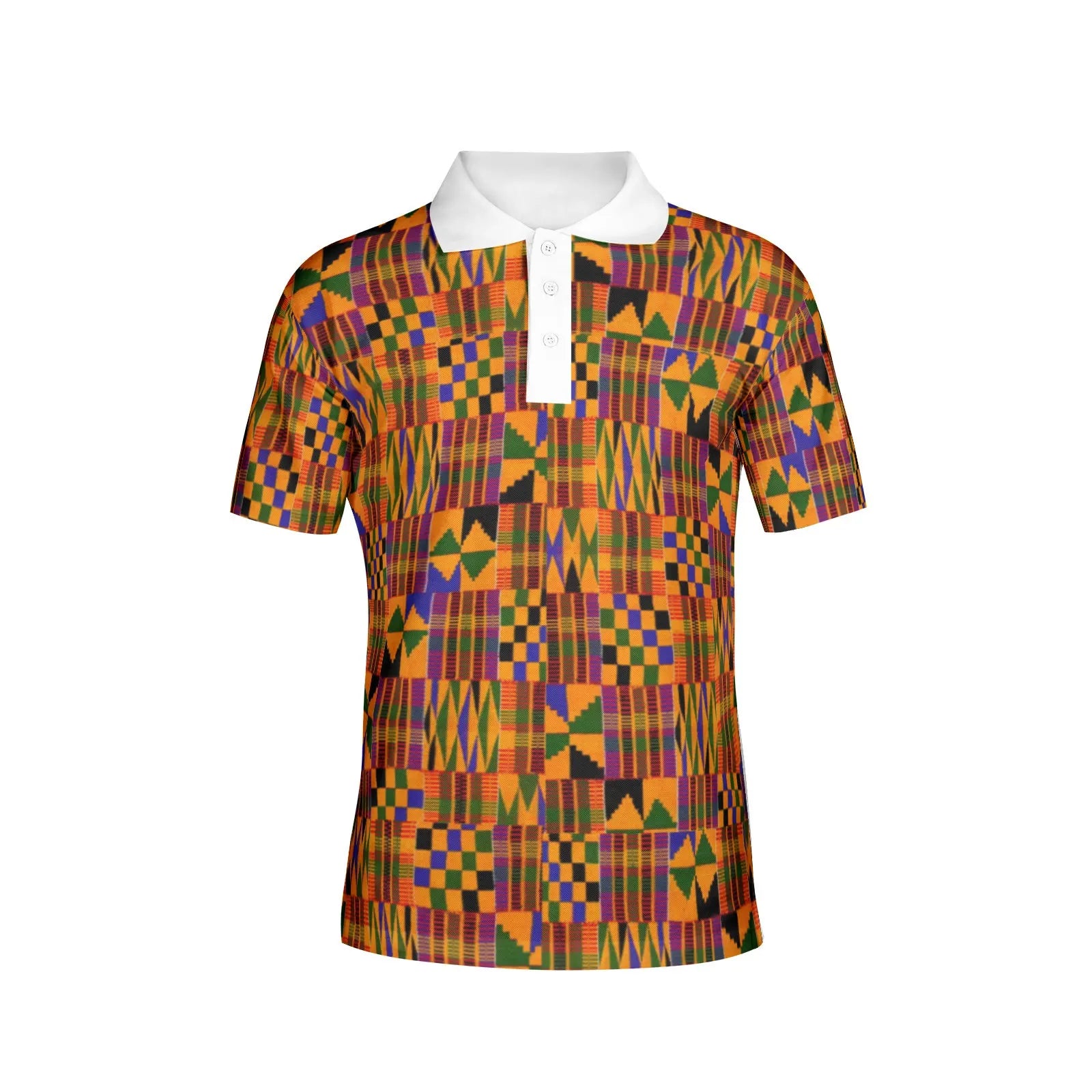 Kente African Print Men's Polo Shirt — Colourful Classic Style POLO-15794 | Afrocentric