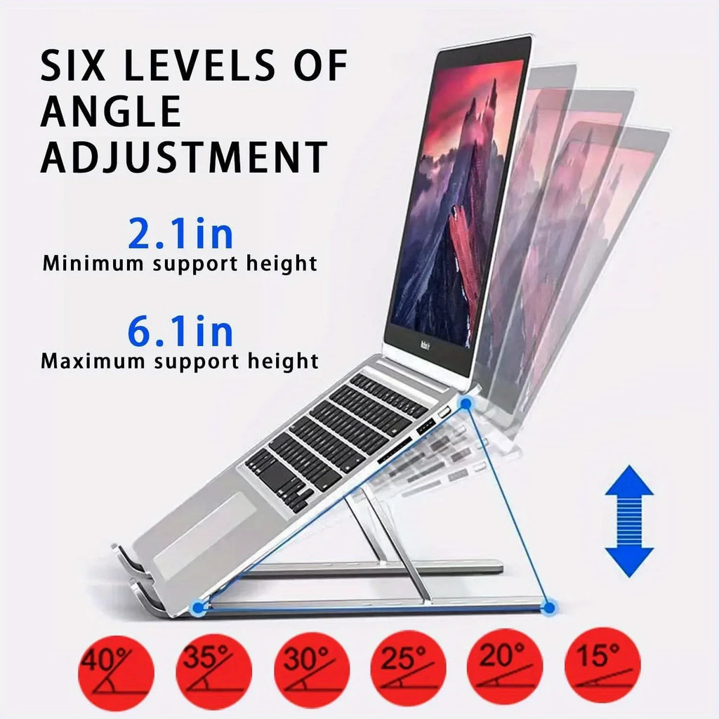 Adjustable Aluminum Laptop Stand | 6-Level Height Foldable 8-16" Laptops | Afrocentric