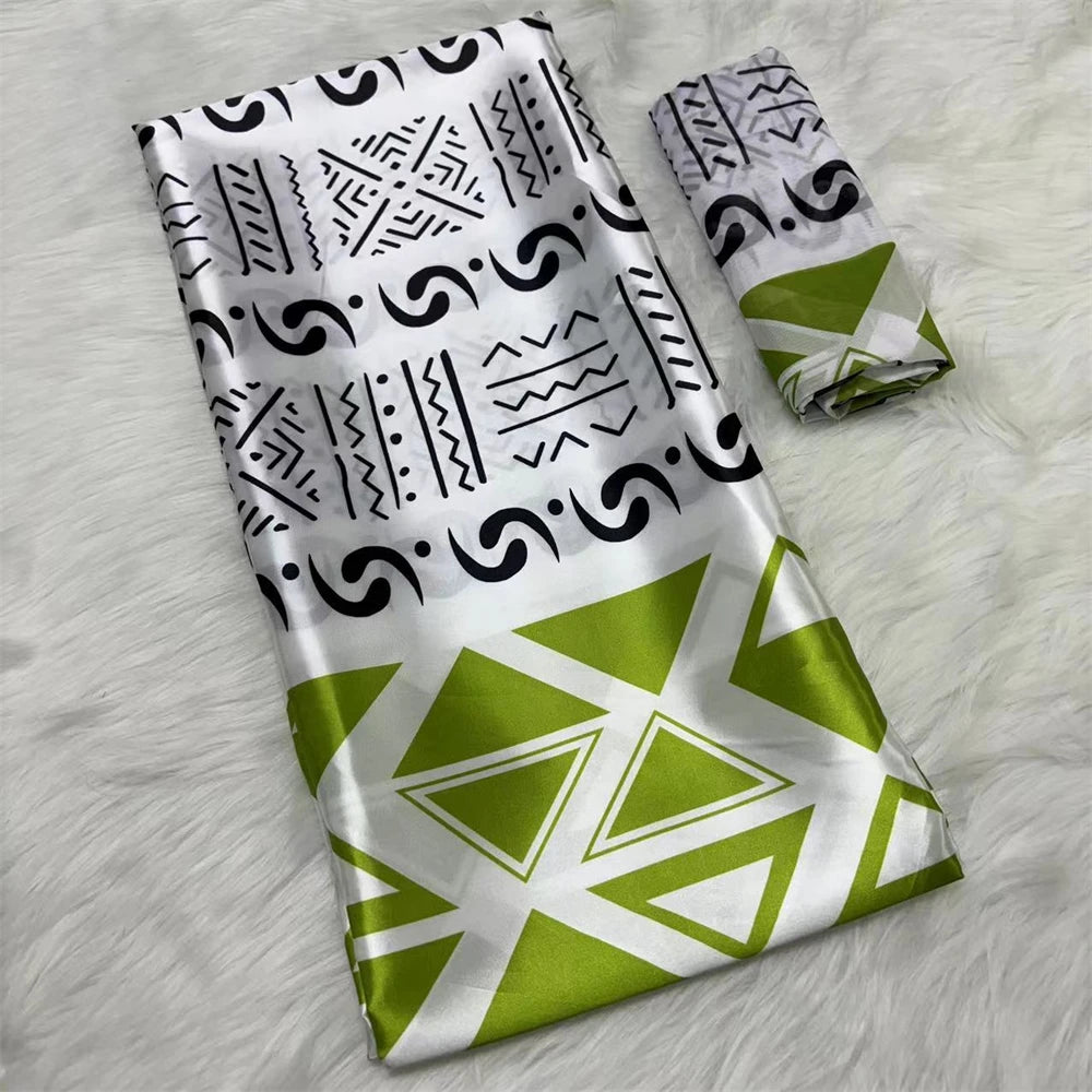 African Satin Silk Fabric High Quality Silk Fabric And Chiffon Tulle Blouse 4+2 Yards Nigerian Women Clothes Garment Cloth as picture 8 6 yards | Afrocentric