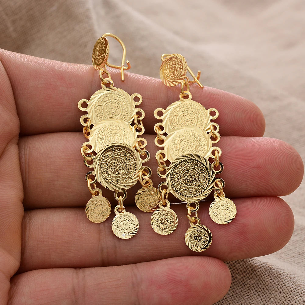 African Gold Coin Drop Earrings | Afrocentric