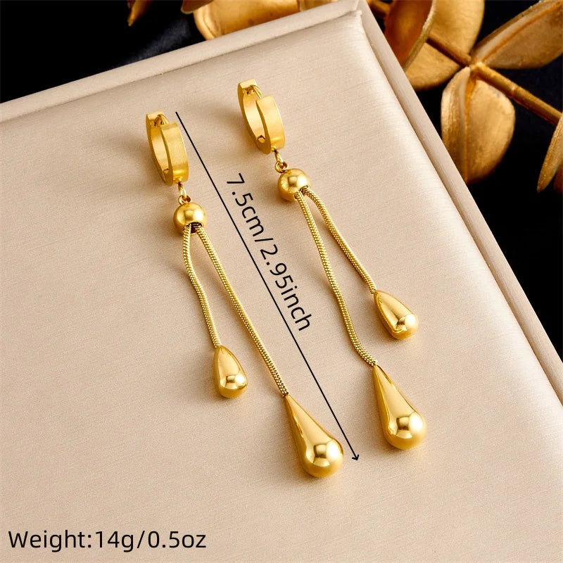 Gold Water Drop Tassel Jewelry Set | Necklace & Earrings for Women | Afrocentric