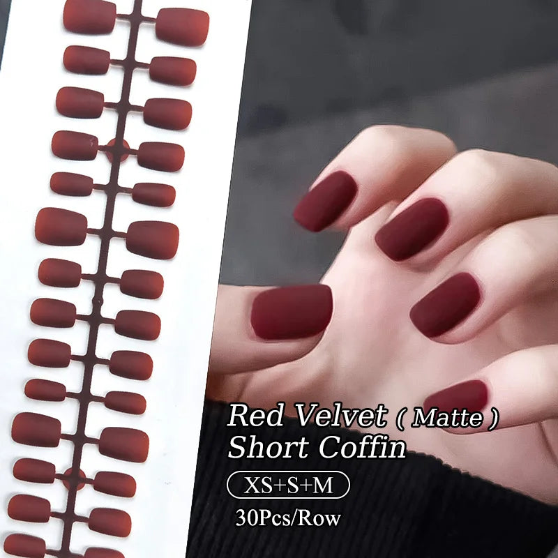 Matte Nude Press-On Nail Set | 30pcs Full Cover False Nails | French & Nude Styles 62702-3 | Afrocentric