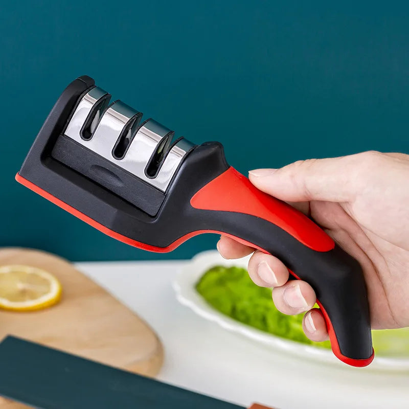 3-Stage Kitchen Knife Sharpener | Ceramic & Stainless Steel Handheld Sharpener | Afrocentric