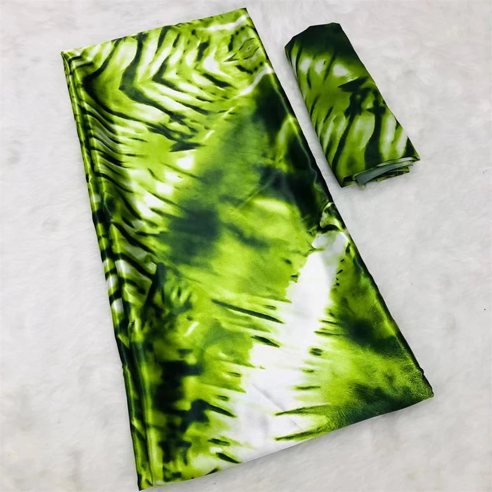 African Satin Silk Fabric High Quality Silk Fabric And Chiffon Tulle Blouse 4+2 Yards Nigerian Women Clothes Garment Cloth 56 6 yards | Afrocentric