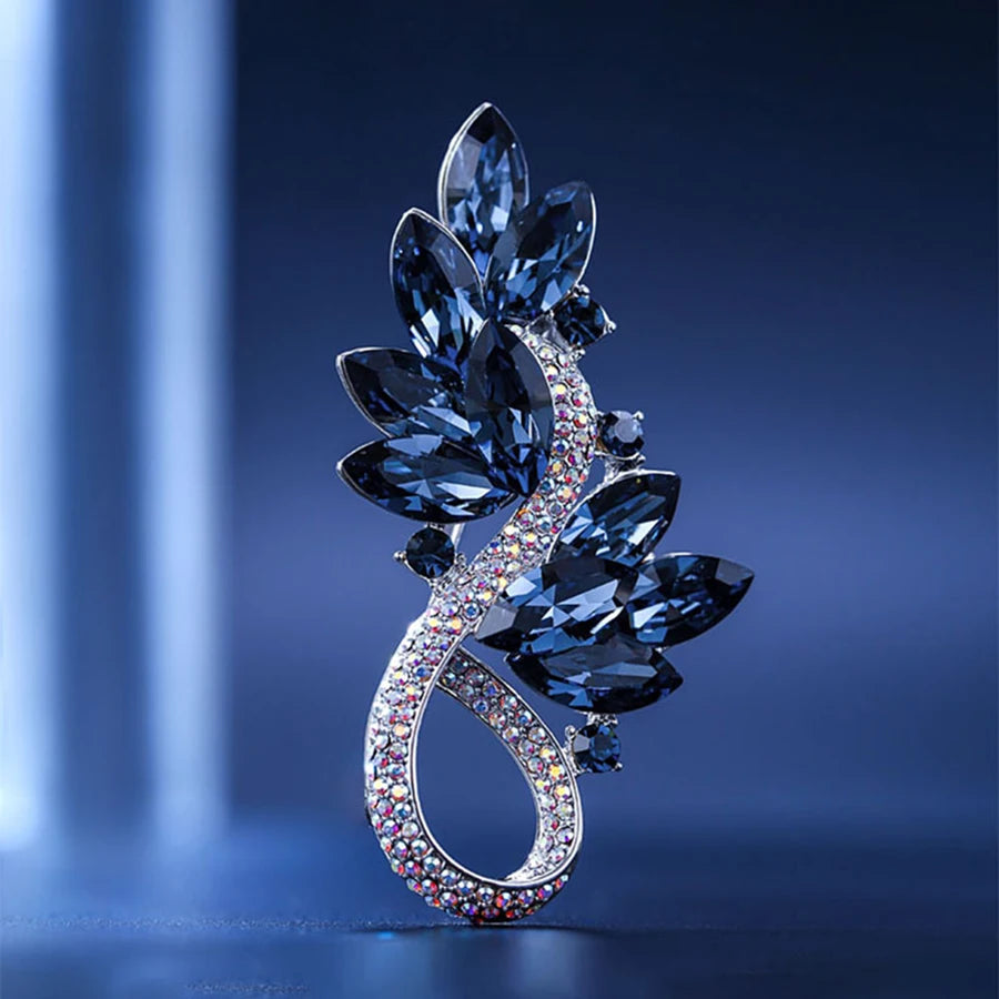 Luxury Rhinestone Corsage Brooch | Crystal Geometric Brooch Pin for Women Blue | Afrocentric