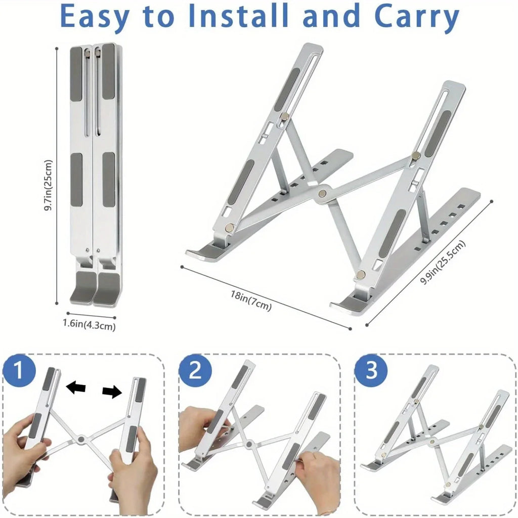 Adjustable Aluminum Laptop Stand | 6-Level Height Foldable 8-16" Laptops | Afrocentric