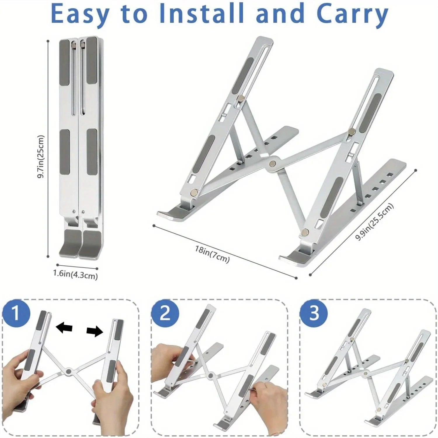 Adjustable Aluminum Laptop Stand | 6-Level Height Foldable 8-16" Laptops | Afrocentric