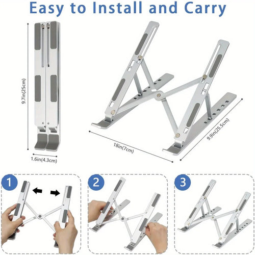 Adjustable Aluminum Laptop Stand | 6-Level Height Foldable 8-16" Laptops | Afrocentric