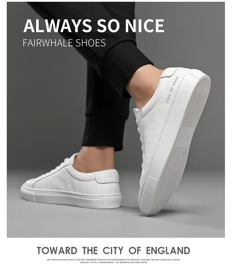 Italian Genuine Leather Men's Shoes 2025 - Designer White Comfortable Walking Shoes | Afrocentric