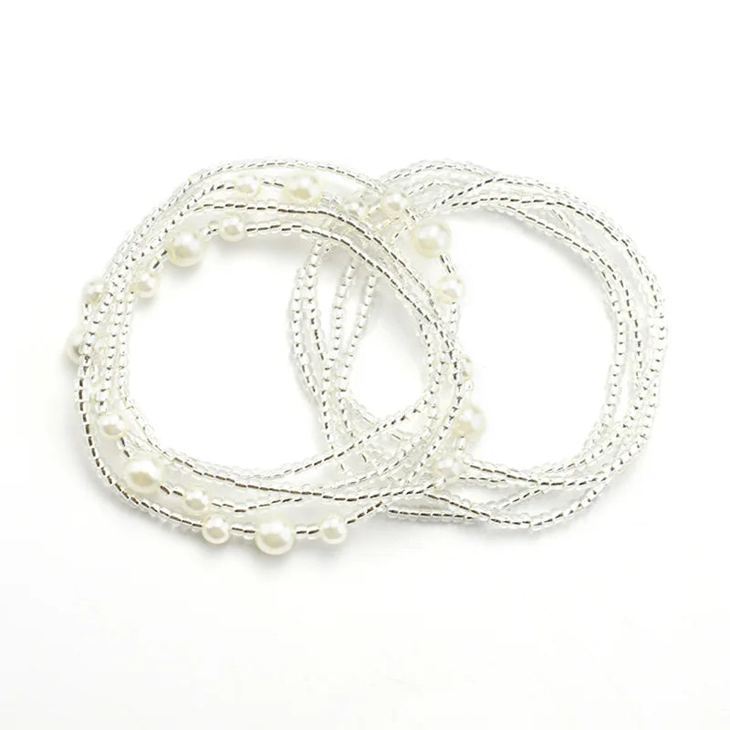 African Belly Bead Waist Chain Set B002-WWP | Afrocentric