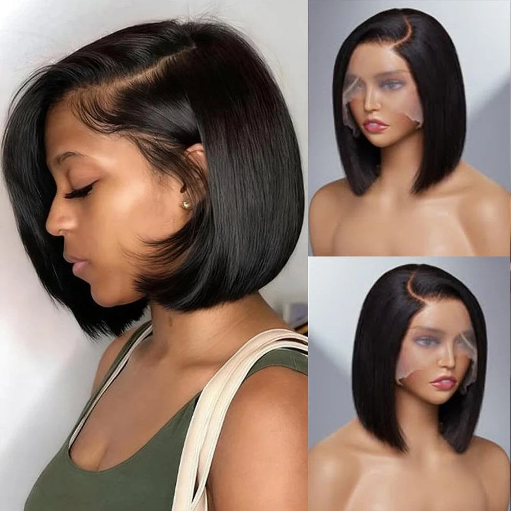 Bob Wig Human Hair | 13x4 HD Lace Front Glueless Pre-Plucked for Black Women 1b China Mainland | Afrocentric