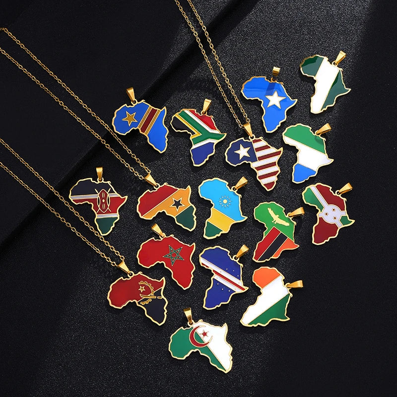African Map Flag Necklace | Afrocentric