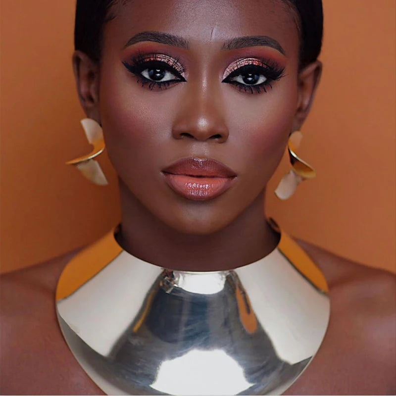 African Geometric Collar Necklace | Bold Statement Torque for Women | Afrocentric