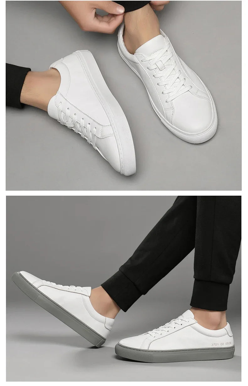 Italian Genuine Leather Men's Shoes 2025 - Designer White Comfortable Walking Shoes | Afrocentric
