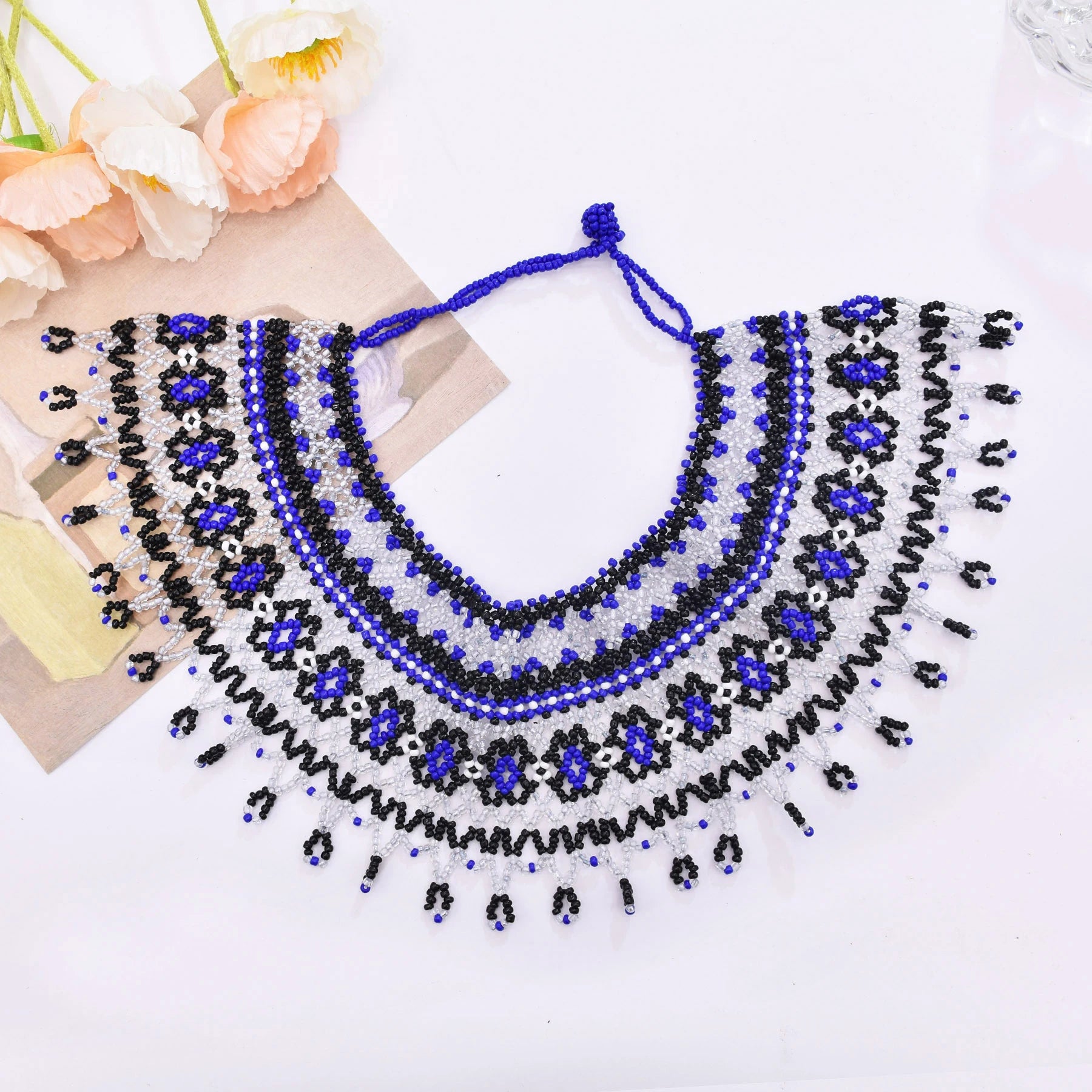 African Tribal Beaded Choker Necklace | Handmade Resin Bib | Afrocentric