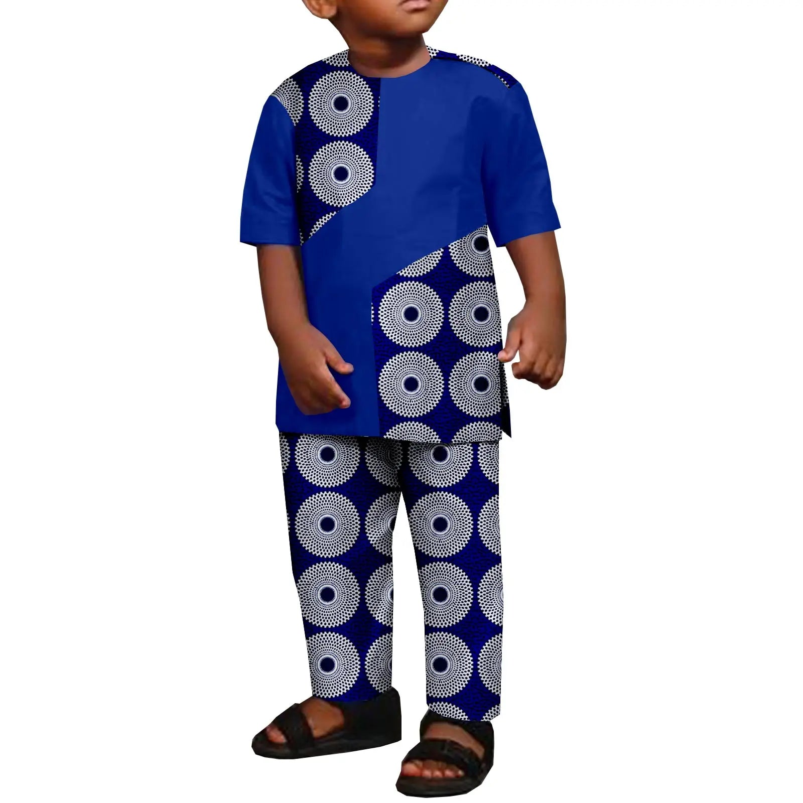 African Clothes for Boys Kid Outfits Dashiki Summer Cotton Ankara Print Top and Pant Sets Bazin Riche Children Outwear Y224017 764 | Afrocentric