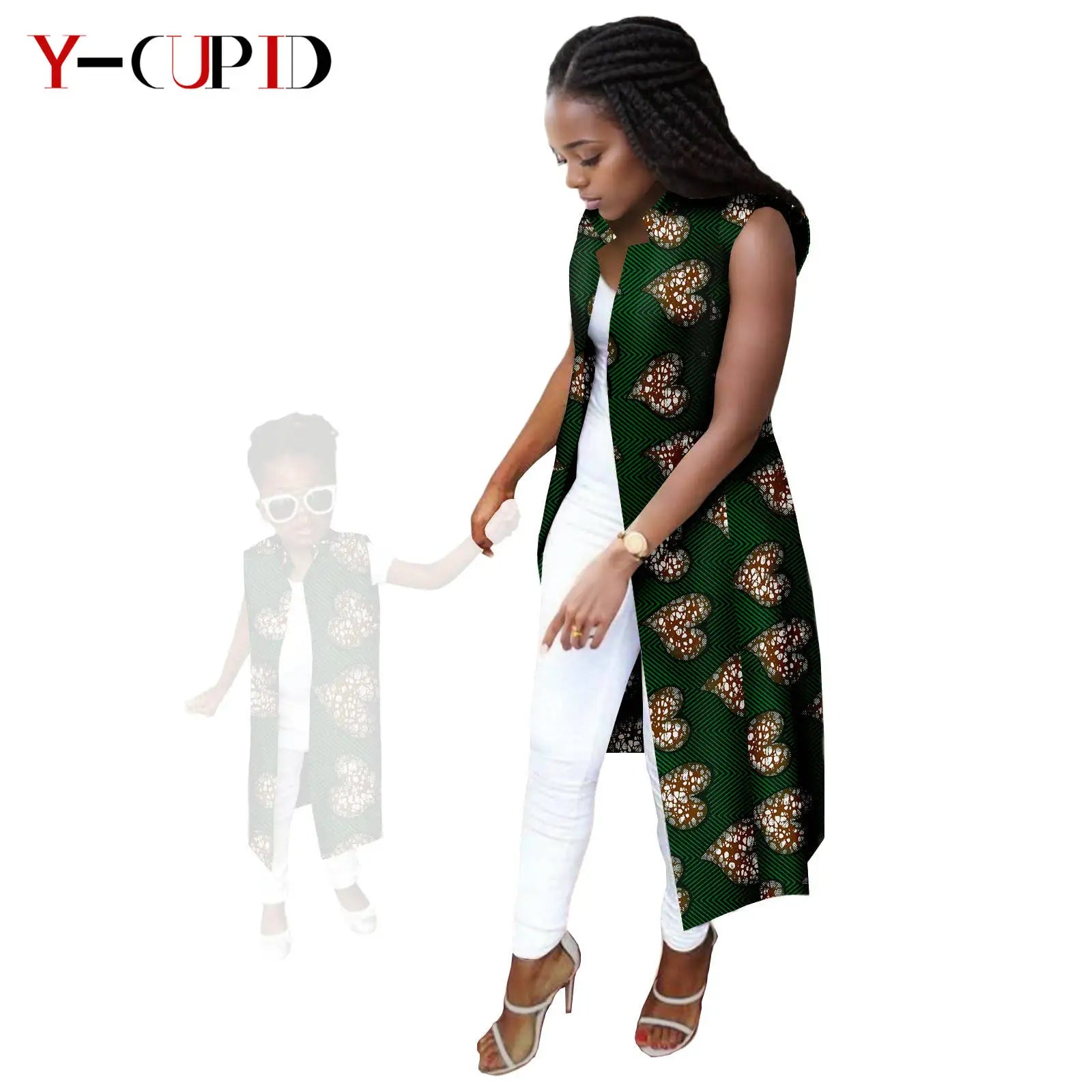 African Print Long Vest for Women and Girls Dashiki Summer Cotton Ankara Mother Jacket Outfits Matching Daughter Clothes 24F041 760 Mother | Afrocentric