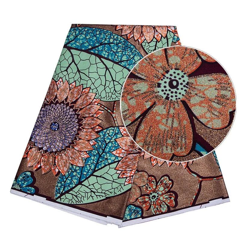 90x110cm African Ankara Cloth Women Glitter Glam Wax Fabric Cotton Soft Batik Golden Pagne Diy Craft Sewing Clothing Supplies 5 90X110CM | Afrocentric