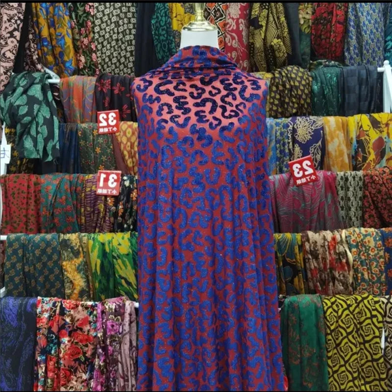 CWW/ Fashionable Velour Lace 5 Yards Soft Modern African Traditional Fabric Clothing Sewing. (0829 as shown 16 5yard | Afrocentric